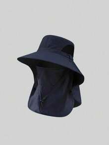 1pc Unisex Solid Color Sun Protection Neck Gaiter Outdoor Wide Brim Fishing Hiking Sun Hat, Suitable For Daily Outing, Hiking, Fishing - Multicolor - View 4