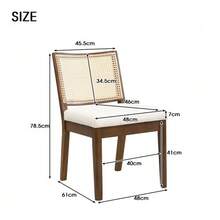 4 Solid Wood Dining Chairs With Rattan Backrests, Comfortable And Breathable, Ideal For Dining Rooms, Living Rooms, Cafes, Modern Style, Linen, Walnut - 卡其色 - 查看 8
