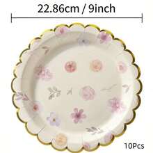 10/20pcs Gold Foil Lace Floral Party Plates, Perfect For Graduation, Bachelorette Party, Birthday Party, Wedding And Baptism - Retro Floral - View 9