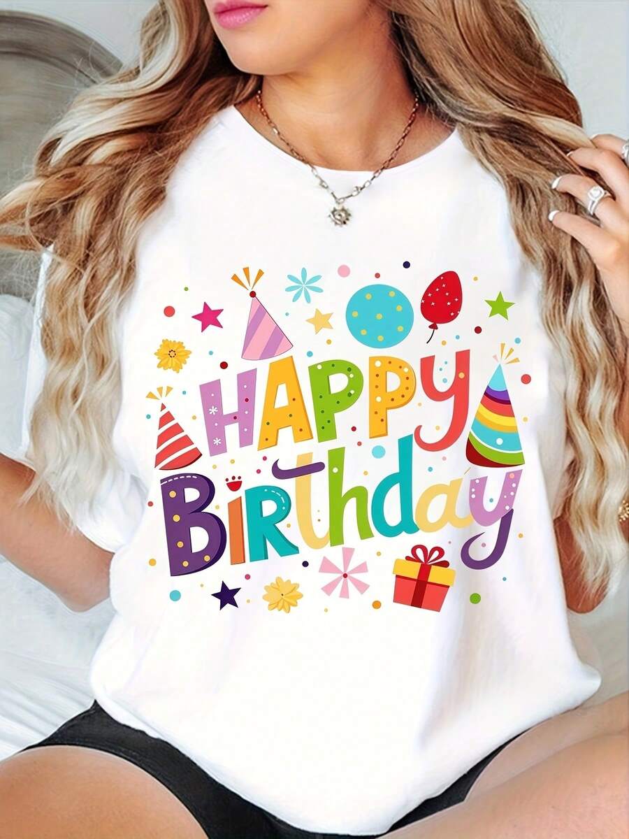 Women's Short Sleeve Crew Neck T-Shirt, Retro Holiday Style, New 2026 Collection, For Casual Shopping, Holiday Gifts, Meetings With Friends, Music Parties And Holiday Outfits. - 白色 - 查看 1