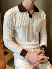 ALTZTAR Men's Crew Neck Long Sleeve Ribbed Knit Sweater - Apricot - View 2