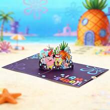 Miniso 1张小黄人3D立体生日贺卡，《神偷奶爸》主题生日快乐立体贺卡，带信封，可爱香蕉小黄人设计，粉丝完美生日礼物 - E - 查看 5
