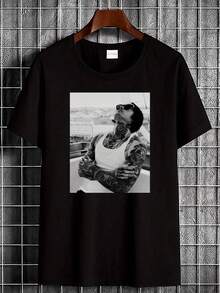 2026 Casual Printed Youth T-Shirt, Comfortable Crew Neck, Soft And Breathable Top, Fashionable For Everyday Wear, Suitable As A Birthday Or Holiday Gift For Teens. Ideal For Parties And Daily Wear, Perfect For Holidays And Playtime, Great For Family Parties And Vacations, Urban Style, Modern Fashion, Party Outfit, Casual Summer Wear. - 黑色 - 查看 7