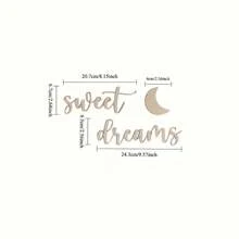 1套北歐風木製「Sweet Dreams」2D平面牆貼裝飾，遊戲室/居家牆面藝術攝影道具，可愛臥室房間裝飾 - 彩色 - 查看 3