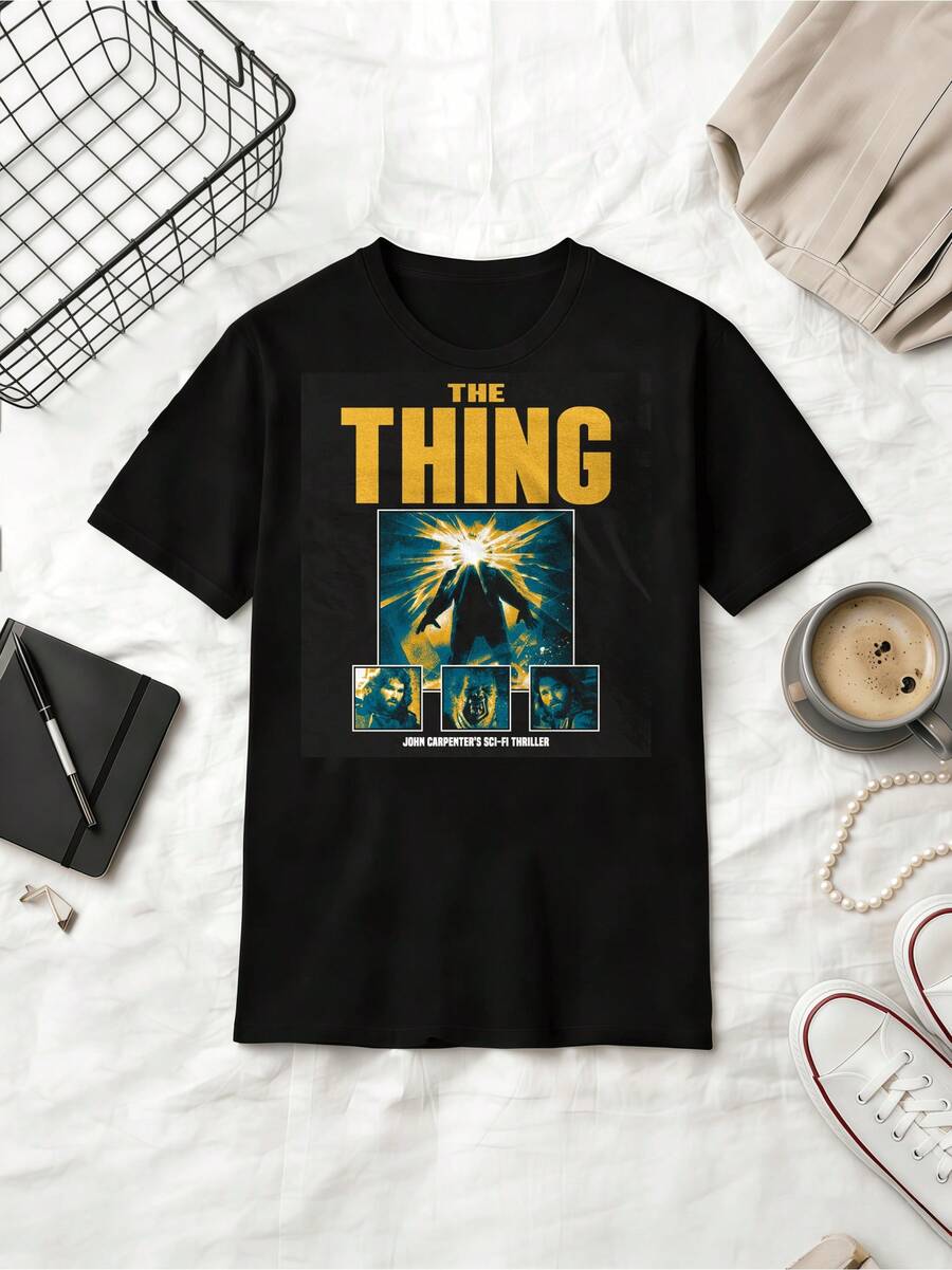 The Thing Sci-Fi Horror T-Shirt, John Carpenter MacReady Antarctic Tee - Black - View 1