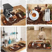 1pc Dish Drying Mat, Coffee Machine Mat, Vintage Style Coffee Beans & Hand Grinder Pattern Absorbent Draining Mat, Suitable For Dining Table And Cafe, Multi-Purpose Drainage Mat, Home Gift, Desktop Decor - XYLSD-333 - View 11