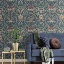 William Morris Vintage Floral Peel & Stick Wallpaper - Sage Green/Purple, Easy Apply For Kitchen, Bedroom, Living Room Decor, - A - View 3