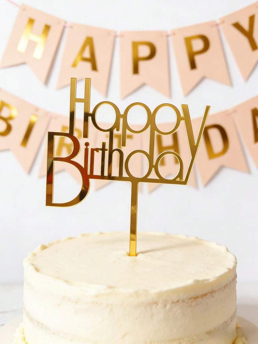 3件組新款壓克力生日快樂蛋糕側邊裝飾插牌,蛋糕裝飾插件,適合裝飾派對蛋糕與甜點桌!春季禮物 - styleC - 查看 1