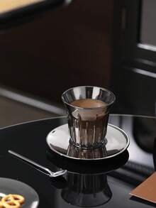 3 piezas (1 taza, 1 platillo, 1 cuchara) Juego de taza de café y platillo de cerámica, adecuado para té, café, leche, jugo, bodas, fiestas, regalos, cumpleaños - Multicolor - View 2