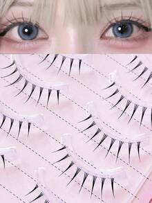 Lvcheryl 5 Pairs Of Angel Lashes ,Fairy Lashes Strip,Japanese Manga False Eyelashes, Wispy Lashes With Sharp Eyes,Comfortable Simulated Eyelashes, Light And Curly Lashes With Spikes And Bottoms, Suitable For Daily Makeup - Black - View 5