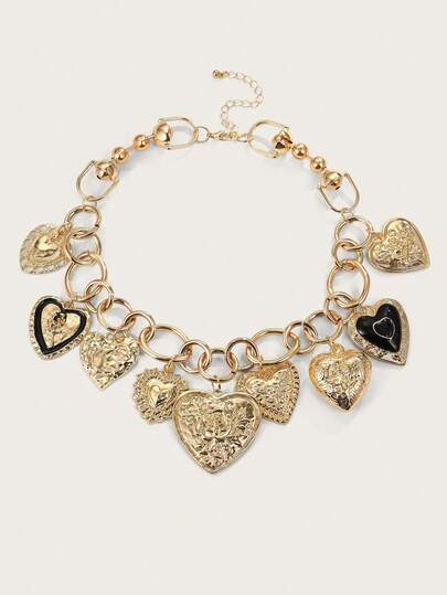 Altistry 1pc Retro High Quality Chain Link Heart Pendant Casual Necklace For Women