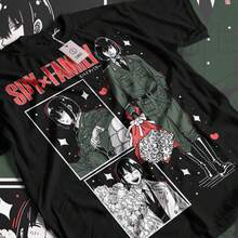 Camiseta de anime vintage manga UniS1ex T1EE 220G, de algodón puro, manga corta, para hombre y mujer. Tejido grueso, resistente a las arrugas y que no se deforma fácilmente. Estilo sencillo y versátil, ligero y transpirable, perfecto para ir al trabajo, viajar, acampar, ir de compras y para el tiempo libre diario. - Negro - Ver 1