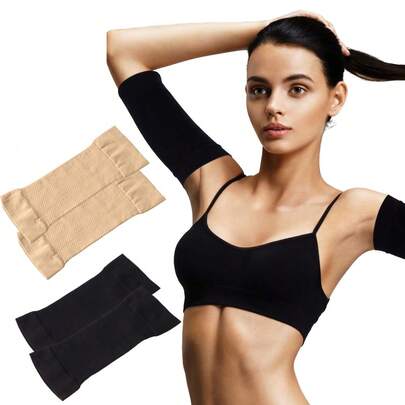 1 Pair Elastic Arm Compression Sleeves, Suitable For Women's Daily Life And Sports Fitness