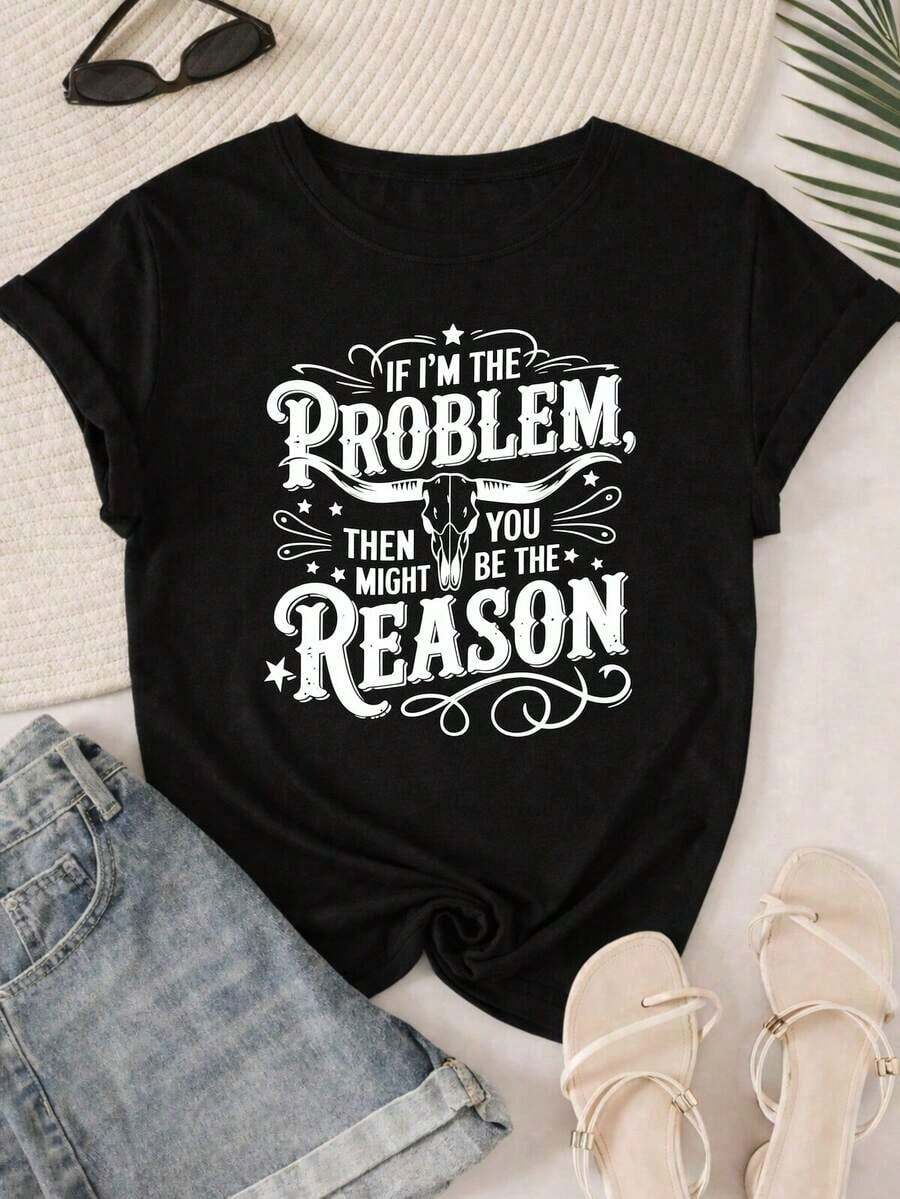 Camiseta de talla grande con estampado floral, diseño floral con margaritas y hojas, patrón vintage de flores silvestres, perfecta para usar en exteriores en verano, cuello redondo. - Negro 5 - Ver 1
