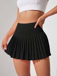 Falda de tenis, falda pantalón de golf plisada, cintura alta con short interior, cintura ancha, falda pantalón informal forrada para deportes, , pickleball, falda deportiva - Negro - Ver 7