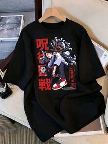 2026-tröja,   Cursed Spirit T-shirt, Svart Röd Anime-tryck Oversized Streetwear Tee Unisex  Grafisk T-shirt,  Casual Anime-tryck Lös Passform T-shirt. Retro K-Pop Idol Bootleg-stil Oversized T-shirt, Vintage Grafiskt Tryck T-shirt, Ledig Lös Kortärmad Topp,  Stan Merch, Streetwear Svart T-shirt för Fans, K-Pop Star Vintage Grafisk T-shirt, Retro Blixttryck Oversized Kortärmad T-shirt, Ledig Rundhalsad Svart Topp, Streetwear-stil Present till Idol-fans, Bekväm Bomullsblandning Lös Passform T-shirt för Kvinnor & Män - Svart - Visa 1