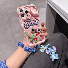 Disney Has Authorized, Phone Case - Chain Set, The Stitch Lilo & Stitch 3D Phone Case Plus A Silicone 3D Stitch Bracelet With Metallic Ring Removable Bracelet, Stitch And Angel Pattern, Compatible With Iphone17/16/15/14/13/12/11/XS/XR/X Plus Pro Max, A Stylish Cartoon Phone Case, The Perfect Gift Choice, Phone Protection, Durable Phone Cover, Great Gift For Friends And Family. - 白色 - 查看 6