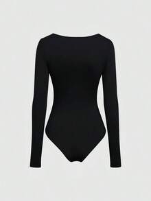 Sweetro Set de 3 bodys de manga larga para mujer en color albaricoque, marrón café y negro, de ajuste ceñido y estilo minimalista y versátil para el día a día - Multicolor 8 - Ver 7