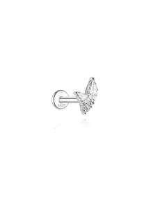 1 đôi bông tai đính đá giả kim cương Monaco bằng bạc 925 mạ vàng 18K, thiết kế hình bầu dục (Marquise), chất lượng cao, không gây dị ứng và chống oxy hóa, phù hợp cho mọi dịp. - Bạc - Xem 3