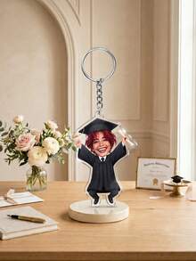1 pieza Llavero personalizado con foto de graduación, llavero acrílico personalizado para graduados, disponible en múltiples estilos, diseños con birrete y toga, diploma, "¡Lo logré!", regalo de graduación, temporada de graduación, regalo de graduación clase de 2026, llavero de graduación divertido - Multicolor - Ver 11