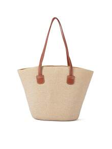 Trivaya 1 Straw Hat + 1 Bag, Vacation Casual Set - Beige - View 4