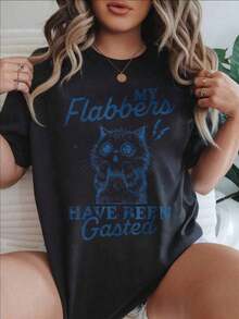 Women's Vintage Style Short Sleeve Casual T-Shirt - "My Flabbers Have Been Gasted" Cat Design, Round Neck, Summer Top, Machine Washable, Women's T-Shirts, Casual Wear, Modern Style, Comfortable Fit

BlackFashion - 黑色 - 查看 7