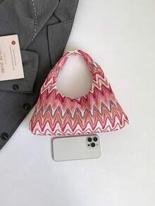 Hollow Floral Woven Bag, Bohemian Style Beach Bag, Casual Tote (Pattern Random) - Multicolor - View 7