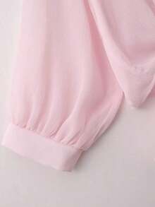 Nueva blusa de gasa de unicolor con chal corto casual de estilo de alas de murciélago para mujeres - Rosa - Ver 3