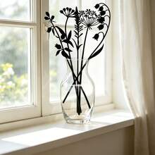 5 pièces Piquets de décoration de pot de fleurs sauvages en métal noir, artisanat en fer forgé créatif pour l'extérieur, style rustique, convient pour la décoration de la maison, les piquets d'art, le balcon ou une utilisation toute l'année - Noir - Voir 4