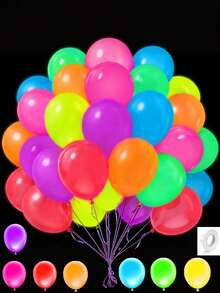 105pcs Colored UV Neon Glow Balloons , 12" Round Multicolor Neon Party Balloons ,Neon Balloons,For Birthday Decorations, 90s Party Decorations, Neon Party Decorations, Blacklight Reactive Fluorescent,Glow In The Dark Party Supplies - View 10