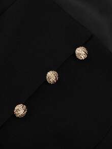Blazer negro estilo tweed 2026, cuello cuadrado, corte ajustado de alto diseño - Negro - Ver 6