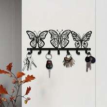 HELLOYOUNG Butterfly Shaped Wall Mounted Key Holder With Shelf, Adhesive Entryway Organizer Cute Aesthetic Decor For Hallway Bedroom Office Dorm, Functional Wall Art Housewarming Gift, Wall Art Room Home Decor - TY7202 - View 3
