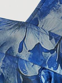 Vestido largo con abertura alta, cuello en V y volantes, con estampado de teñido anudado, vestidos de verano para mujer, vestidos en tonos pastel, vestido de fiesta, atuendo de fiesta, vestido de playa, atuendos de playa para mujer, vestidos ele - Azul - Ver 5