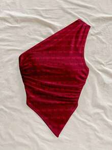 Blusa casual de unicolor con hombros oblicuos y ajustada, apropiada para el verano - Multicolor 3 - Ver 3