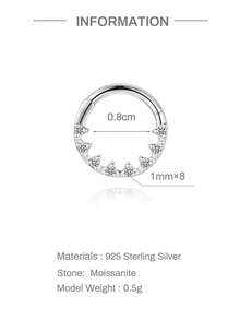 1 chiếc khuyên mũi tối giản bằng bạc 925 mạ vàng 18K, kiểu dáng cổ điển tinh tế với đá Moissanite khảm nạm, khuyên tai và trang sức Moissanite thời trang, không gây dị ứng, thân thiện với da, thích hợp đeo hàng ngày. - Bạc - Xem 9