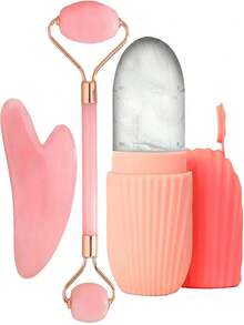Summer Glow Facial Roller, Gua Sha & Ice Globe Set – Cooling Face Massage Kit For Sculpting, Depuffing & Skin Refreshing - Multicolor - View 13