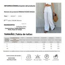 Pantalones de pierna ancha de mujer 2026 nueva llegada, tiro alto casuales y fashion, con diseño exclusivo y personalizado, elegantes para oficina versátiles - Blanco - Ver 6