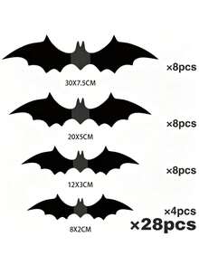 48 piezas Decoraciones de murciélagos 3D para Halloween con múltiples tamaños disponibles, siluetas de murciélagos realistas en negro y gris perfectas para decorar paredes, ventanas y puertas. Ideal para crear una atmósfera de fiesta de Halloween espeluznante, también adecuado para arreglos de escenas de Navidad y vacaciones, esencial para las fiestas de Halloween - Varios estilos - Ver 11