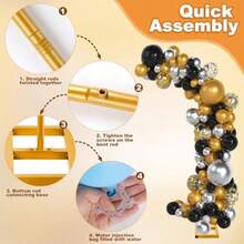 Kit de soporte de arco de globo de 8 pies y 6 pies con base resistente, viene con 8 bolsas de relleno de agua, marco de metal para bodas, cumpleaños, decoración de fondo de fiesta incluye clips de - Aire - Ver 6