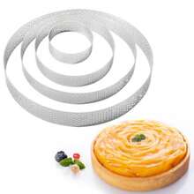 Stainless Steel Perforated Tart Rings For Baking Nonstick Cake Mould Metal Pastry Mold For Fruit Tartlet - Bạc - Xem 2