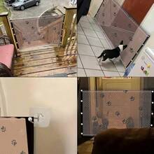 1个2D免钻孔宠物围栏，爪印网状安全围栏，可折叠便携式犬/猫围栏，防撕裂，适用于室内楼梯和门口。 - 彩色 - 查看 10