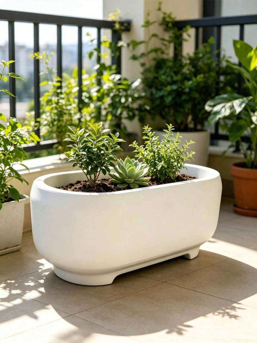 1個橢圓形花盆,室內種植盆,園藝盆,耐用塑料製成,適用於陽台、室內和花園。夏季必備,適合園藝愛好者、婚禮季節和畢業季節。裝飾飾品,桌面收納,萬聖節,聖誕節 - 多色 - 查看 1