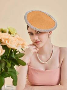 1 buah Topi Fascinator untuk Pesta Koktail dan Teh, Fascinator Hiasan Kepala Bertabur Berlian Imitasi, Fascinator Datar untuk Kentucky Derby dan Pernikahan - MultiWarna - View 4