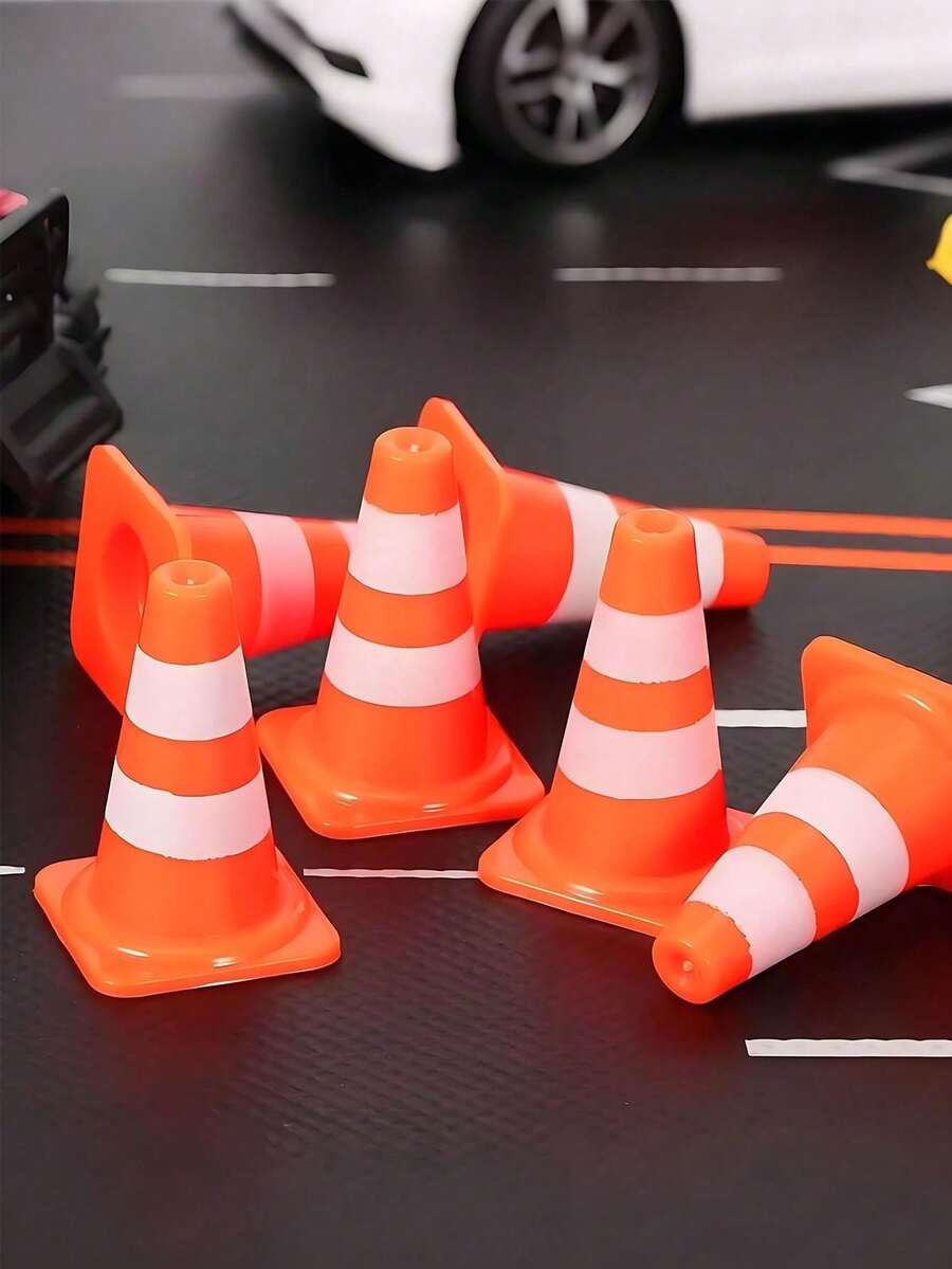 Mini Plastic Traffic Cones, Mini Traffic Signs, Barriers, Traffic Scene Barriers, Miniature Fence Barrier Signs, Construction Road Cone Barrier Set, Barrier Model Mini Parking Signs, Suitable For Sandbox, Engineering, Construction, Role-Playing Games - A - View 1