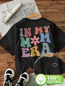 Camiseta con Estampado de Patrones In Era para Mujer, Cuello Redondo Casual, Manga Corta, Negra, con Letras Coloridas y Diseño Floral, Lavable a Máquina, Perfecta para Primavera y Verano, Camiseta de Verano 100% Algodón para Mujer, Adecuada para Talla S, Corte Holgado, Camiseta de Manga Corta de Algodón Puro a la Moda - Blanco - Ver 5