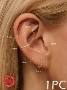EleRunis 1 Đôi bông tai bạc 925 Sterling cổ điển đính đá Cubic Zirconia 5mm-10mm, mạ vàng 18K, thích hợp cho nữ đeo hàng ngày. - Vàng - Xem 14
