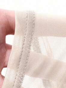 Blusa de mujer de malla elástica transparente con hombros descubiertos, blusa de manga larga para mujer de primavera/verano - Blanco - Ver 6