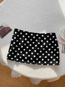 Falda corta de verano informal para mujer con cintura baja de unicolor - Blanco - Ver 2