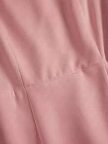 Vestido casual de línea A de manga corta con cuello cuadrado y perlas, unicolor elegante, adecuado para invitados, banquetes, cumpleaños, fiestas, verano/otoño, citas, ir al trabajo, estilo callejero, color albaricoque - Rosa - Ver 5