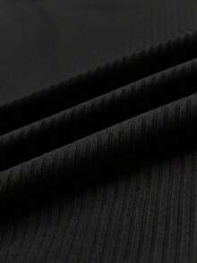 Camiseta de tirantes de cuello cuadrado con contraste de color estilo retro francés, camiseta sin mangas minimalista y versátil de ajuste ceñido y sexy, de tejido de punto bordado con conchas, adecuada para salir, ir al trabajo, ir a la escuela - Negro - Ver 5